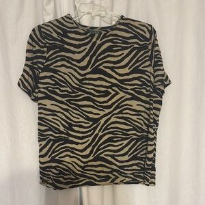 Lauren Ralph Lauren Black and Tan Fitted Short Sleeve T-Shirt